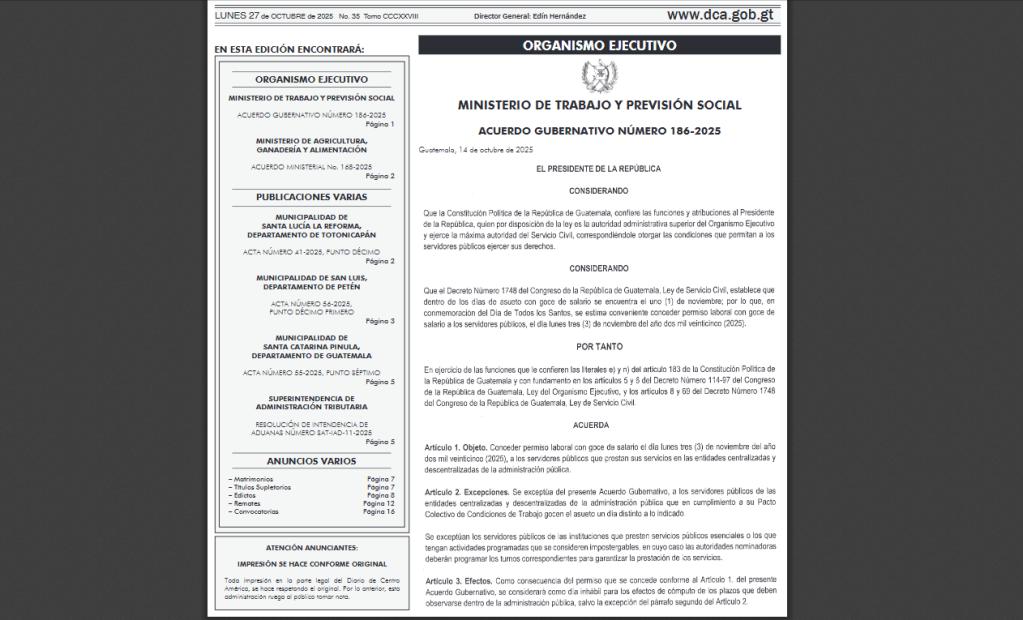 Permiso laboral 1 de noviembre 2025