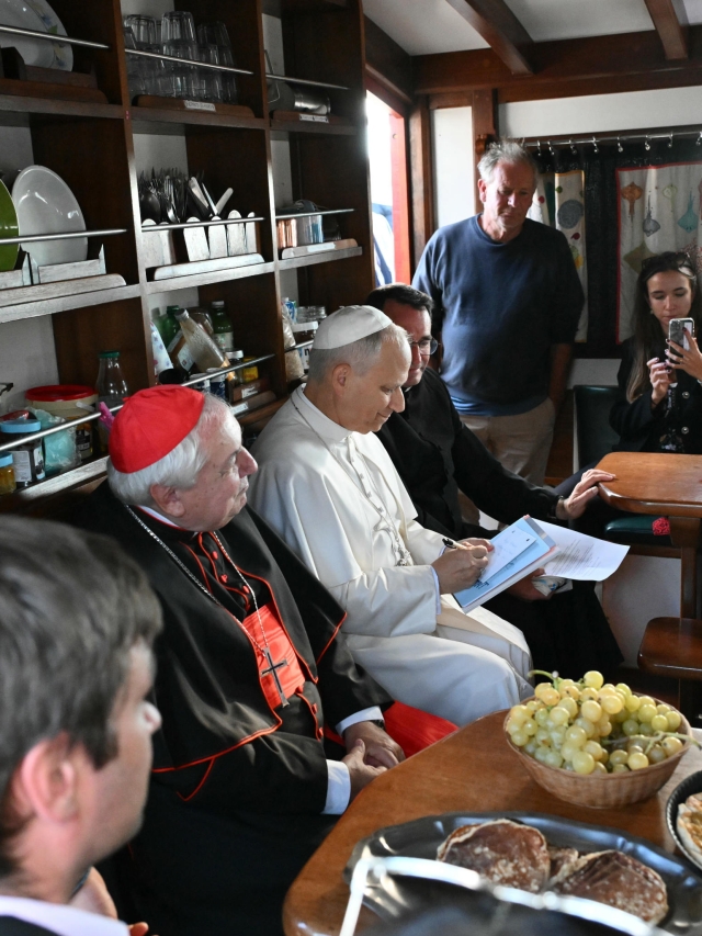Papa Leone XIV visits the Peace training ship 'MED 25 - Bel Espoir'