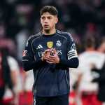 GIRONA, 30/11/2025.- El centrocampista uruguayo del Real Madrid, Federico Valverde, a la finalización del encuentro correspondiente a la jornada 14 de Laliga EA Sports que disputan hoy domingo Girona y Real Madrid en el estadio Montilivi, en Girona. EFE / Siu Wu.