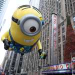 Stuart the Minion floats down the street during the annual Macy's Thanksgiving Day Parade in New York City on November 27, 2025. (Photo by TIMOTHY A.CLARY / AFP)