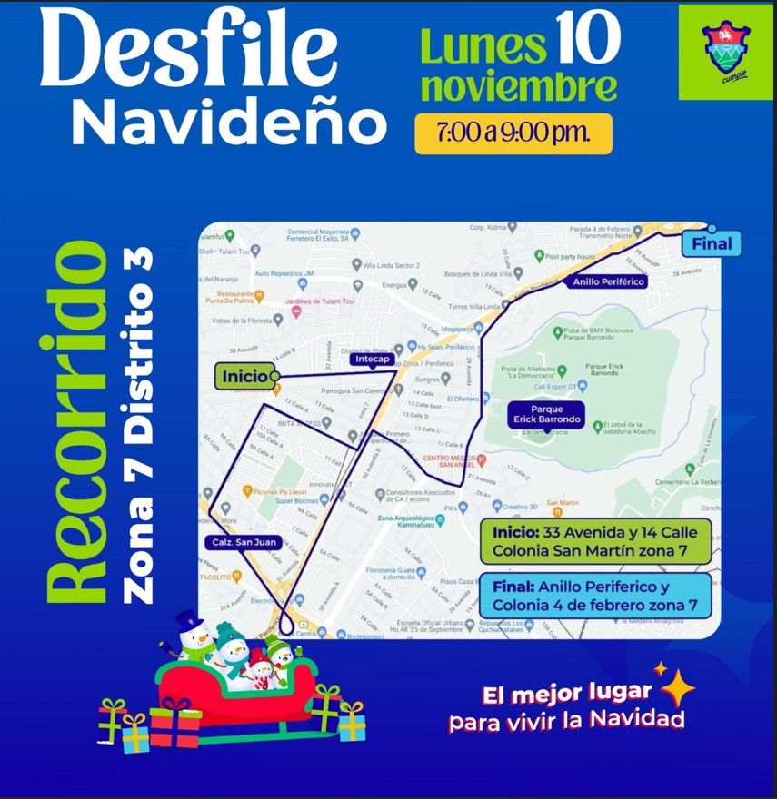 Recorrido del desfile 10 de noviembre