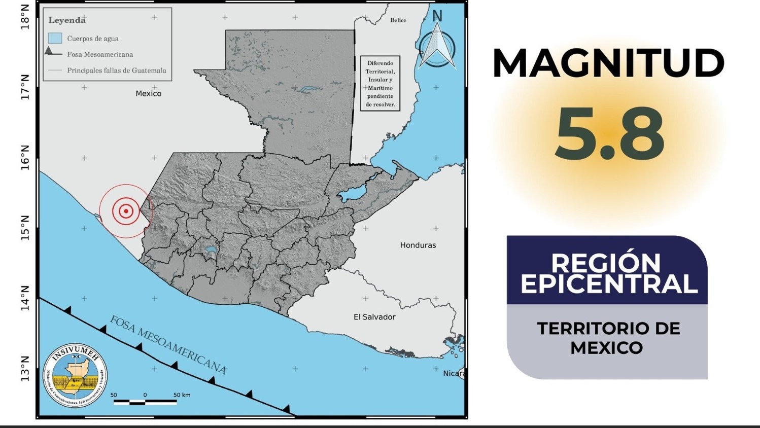 Temblor de magnitud 5.8 en México fue sensible en siete departamentos de Guatemala