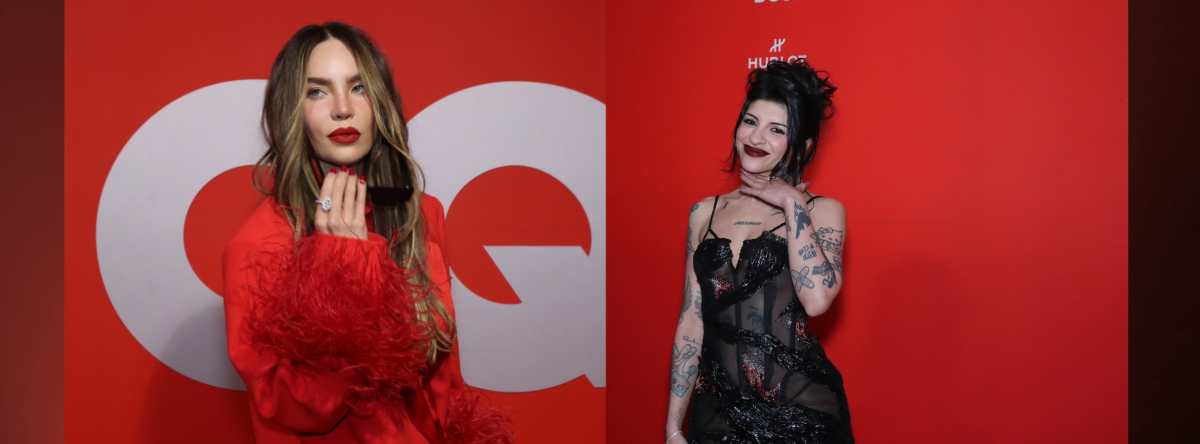 La actriz y cantante mexicana Belinda se reunió con su colega Cazzu durante la alfombra roja de la premiación Men of the Year, de la revista GQ en México. (Foto Prensa Libre: EFE)