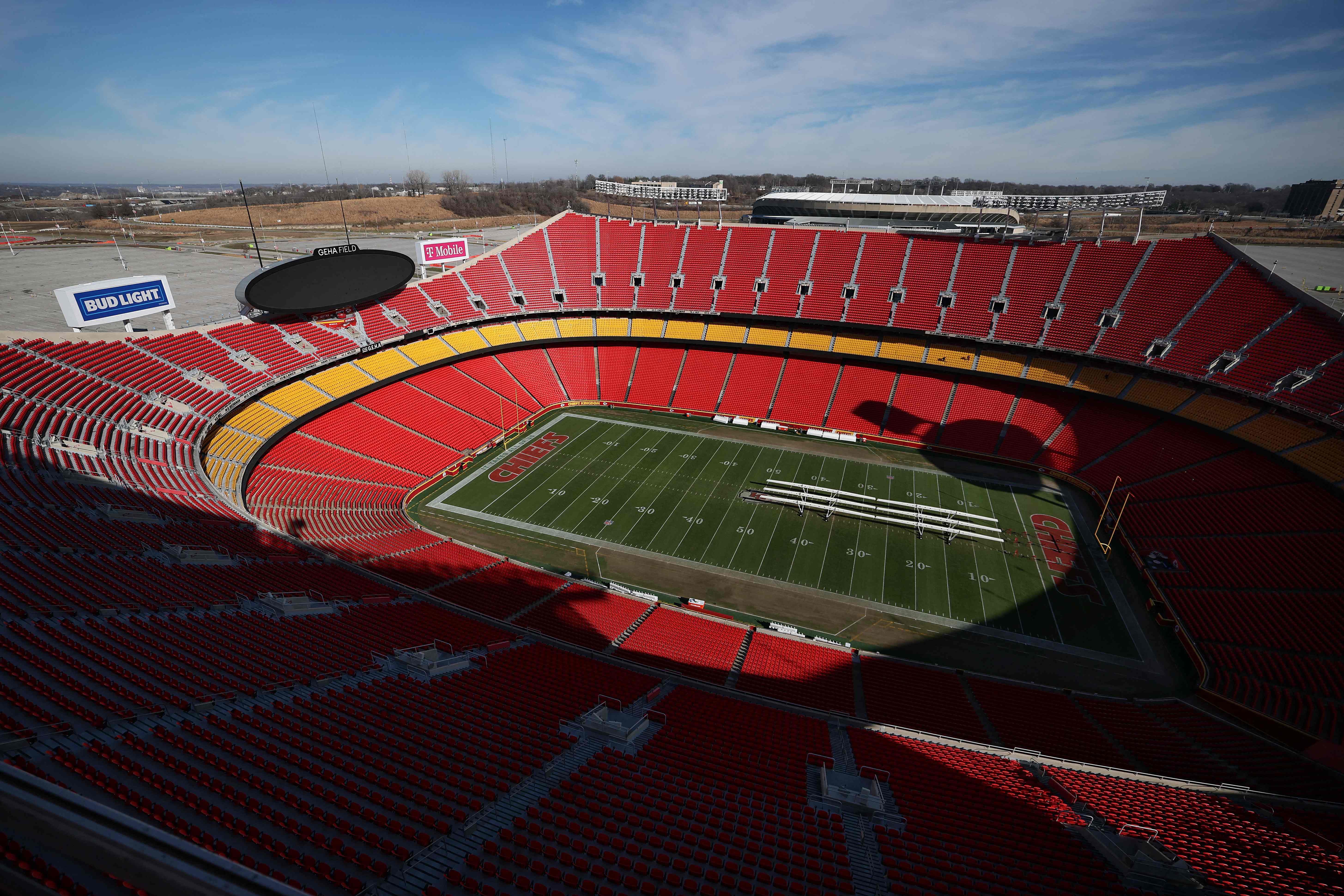 KANSAS CITY, MISSOURI - DECEMBER 09: A general view of the stadium at GEHA Field at Arrowhead Stadium on December 09, 2025 in Kansas City, Missouri.   Dan Mullan/Getty Images/AFP (Photo by Dan Mullan / GETTY IMAGES NORTH AMERICA / Getty Images via AFP)