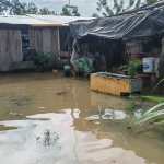 Inundación en el caserío Salvador Fajardo, La Libertad, Petén, donde al menos 12 viviendas resultaron con daño moderado tras las lluvias recientes. (Foto Prensa Libre: Conred)