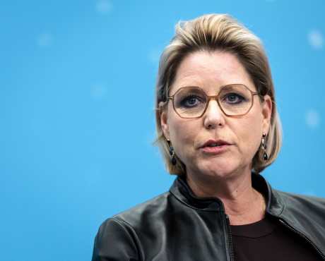 Dutch law scholar Rianne Letschert speaks to press at the House of Representatives, in The Hague on December 10, 2025, after she has been nominated by the House of Representatives to continue the coalition formation process. (Photo by Remko de Waal / ANP / AFP) / Netherlands OUT