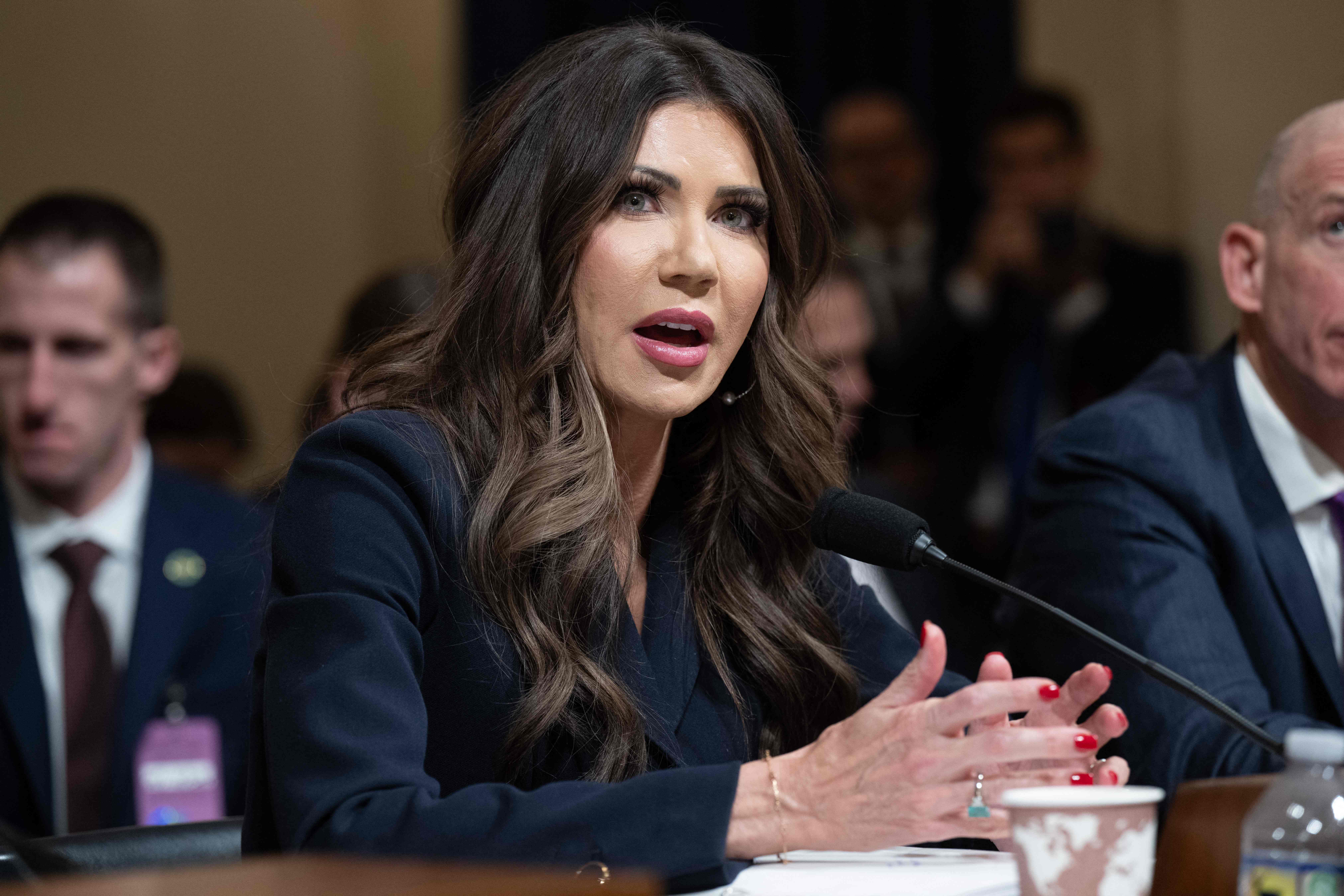 US Homeland Security Secretary Kristi Noem testifies during full committee hearing