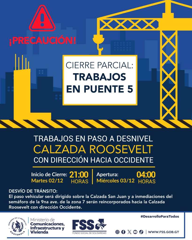 cierre parcial paso a desnivel Roosevelt 2 de diciembre 