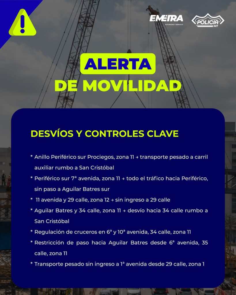 Cierre calzada Aguilar Batres pasarela Transmetro estación Javier