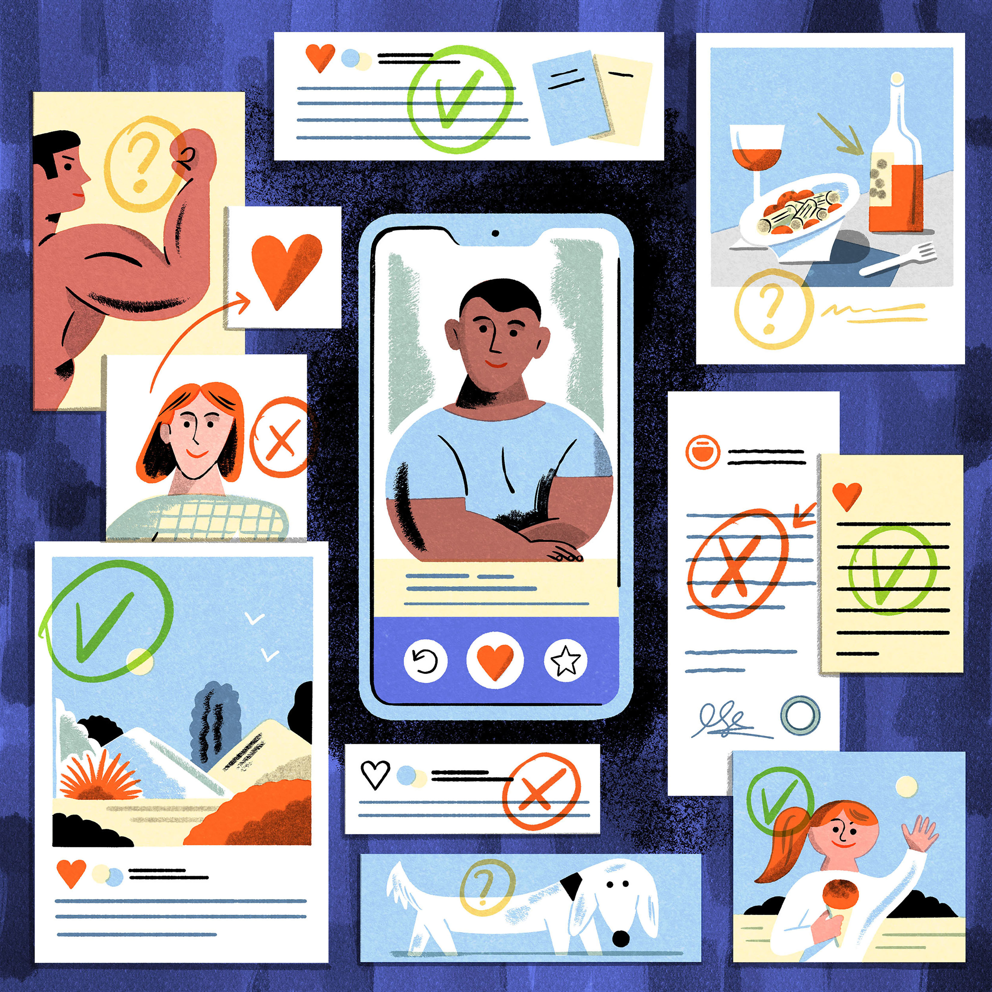 Background checks, FaceTime calls and lots of online sleuthing are just part of romance these days. (Mar Hernandez/The New York Times) -- FOR EDITORIAL USE ONLY WITH NYT STORY ONLINE DATERS VETTING BY  CATHERINE PEARSON FOR DEC. 20, 2025. ALL OTHER USE PROHIBITED. --