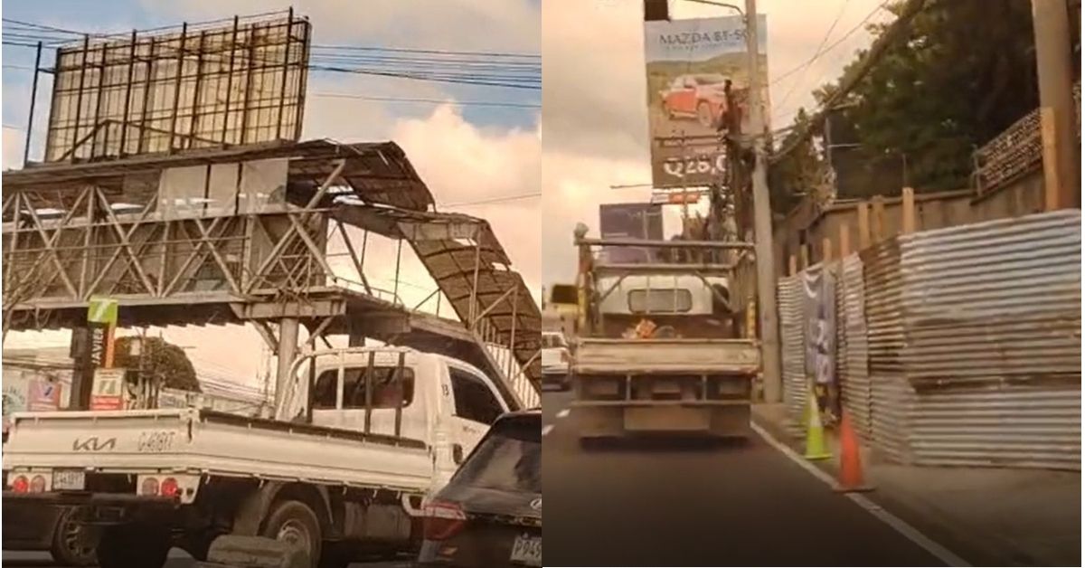 Área donde iniciará la reconstrucción de la pasarela del Transmetro en la estación Liceo Javier permanece cercada, mientras avanzan los trabajos preliminares de la obra. Las autoridades de Villa Nueva explican que espera que esté habilitada nuevamente en marzo de 2026 (Foto, Prensa Libre: Glenda Burrión
