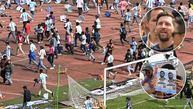 Euforia, caos y enojo: Imágenes de cómo terminó la fugaz visita de Messi a Calcuta