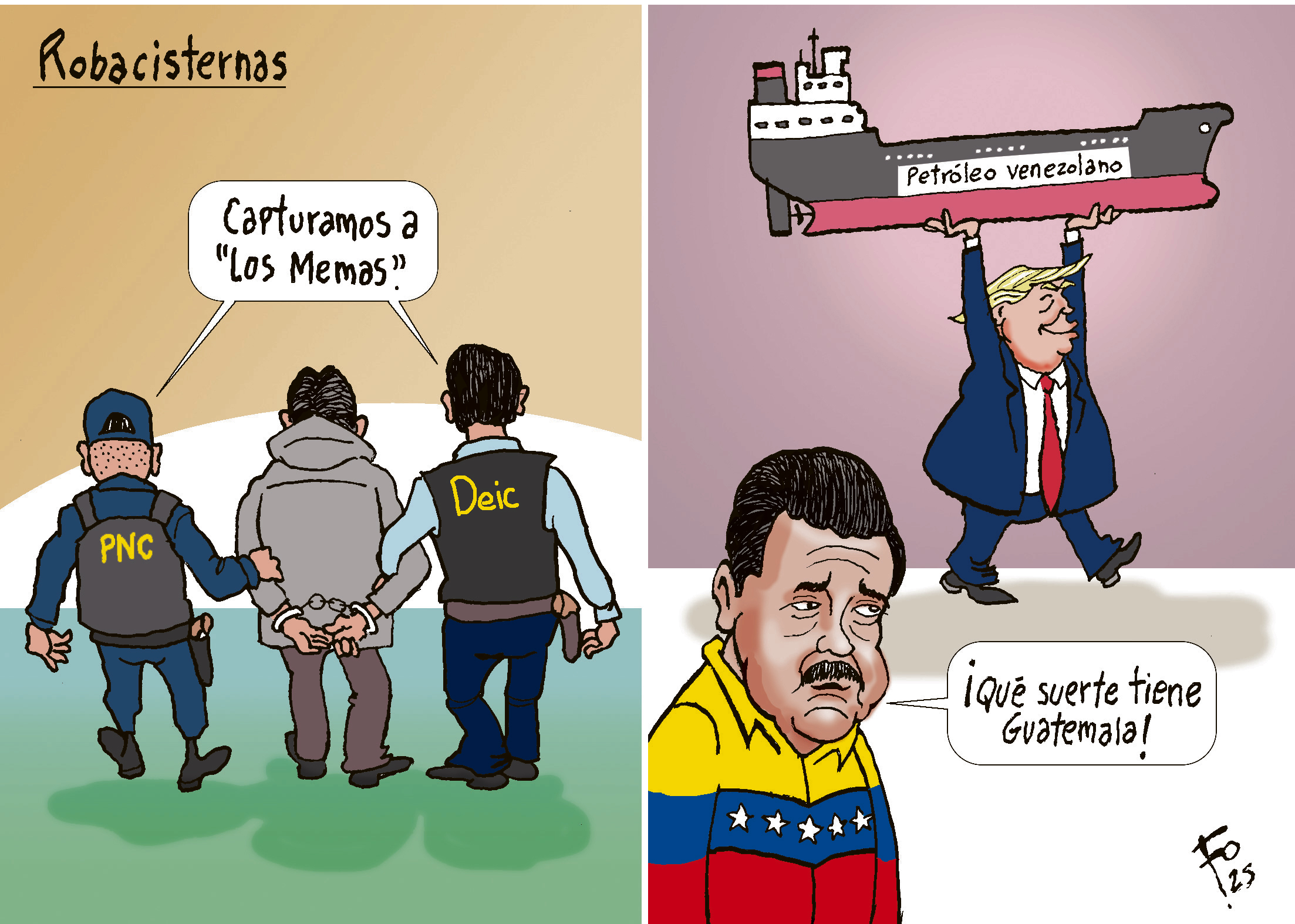 Personajes: Nicolás Maduro y Donald Trump.