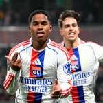 Lyon's Brazilian forward #09 Endrick (L) celebrates after scoring his team first goal during the French L1 football match between Metz and Olympique Lyonnais (OL) at the Stade Saint-Symphorien in Longeville-les-Metz, eastern France, on January 25, 2026. (Photo by Jean-Christophe VERHAEGEN / AFP)