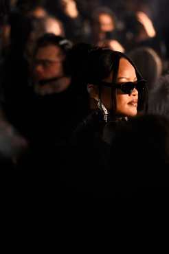Barbadian singer and actress Rihanna attends the Christian Dior Women's Haute Couture Spring/Summer 2026 collection fashion show as part of the Paris Haute Couture Fashion Week, in Paris, on January 26, 2026. (Photo by JULIEN DE ROSA / AFP)