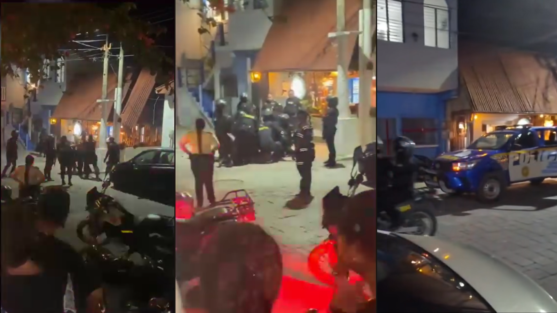 Composición de capturas de video muestra intervención de la PNC y detención de Edil Manuel Calderón en Flores, Petén.