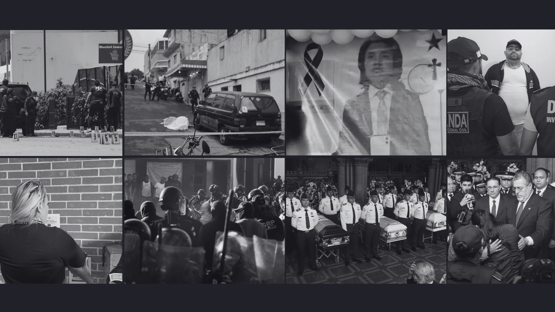 Composición de imágenes sobre motines, requisas, traslados de reos y operativos por la crisis de las cárceles en Guatemala vinculada a pandillas.