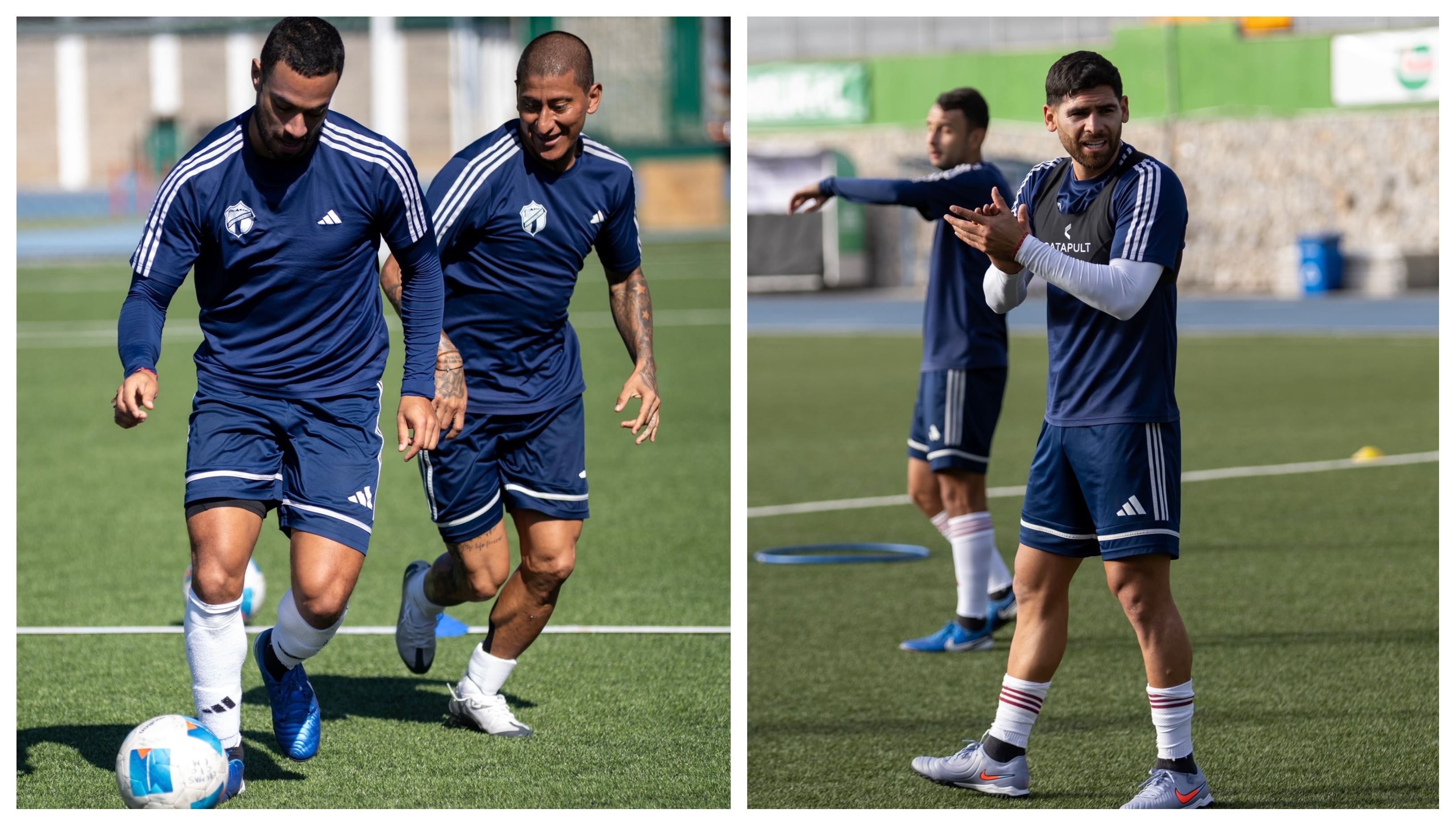 Marco Domingo, Steven Robles y José Pinto en el entreno del cuadro crema. (Foto Prensa Libre: Comunicaciones FC).