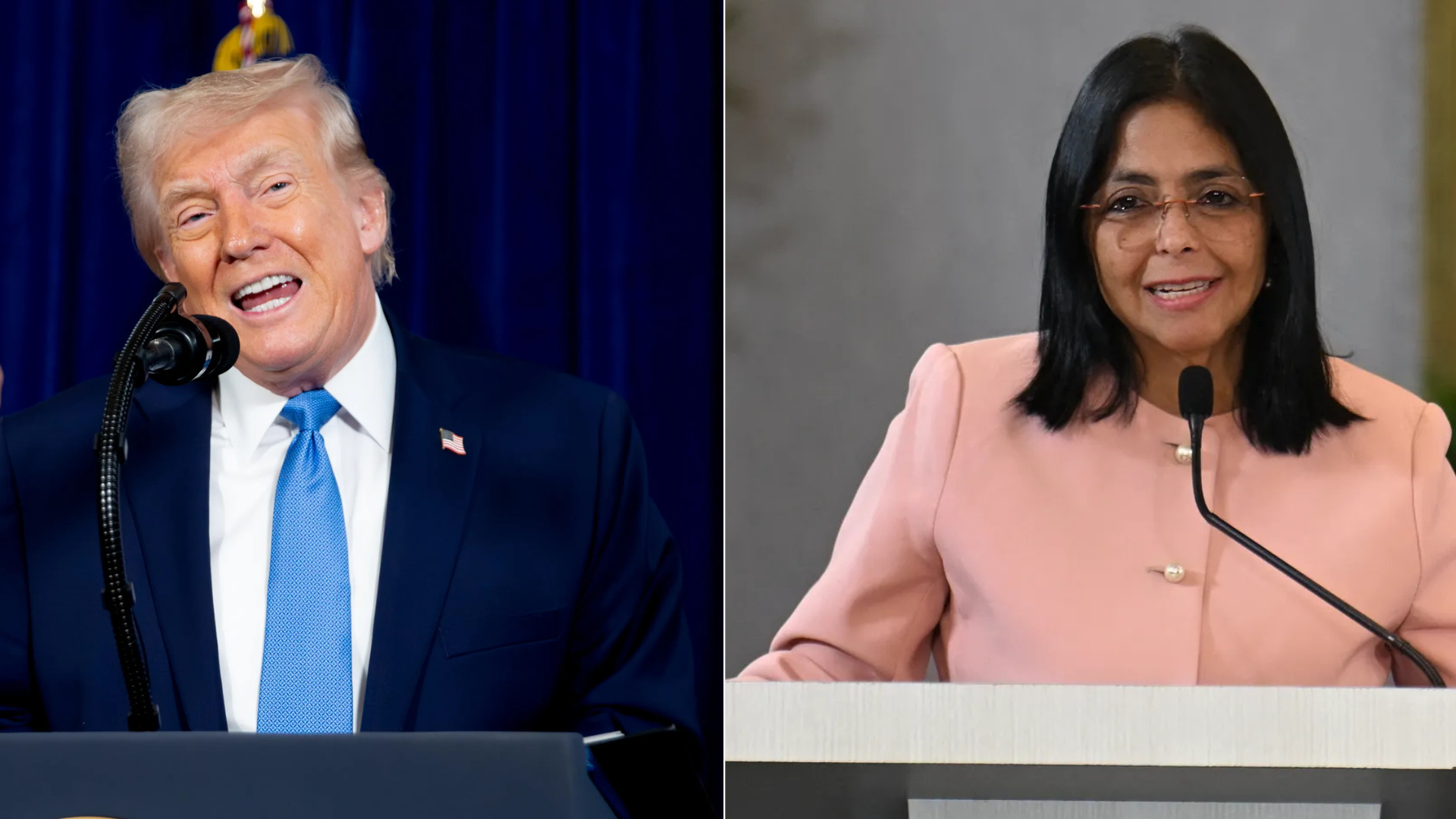 Donald Trump y Delcy Rodríguez tras advertencia de EE. UU. a Venezuela