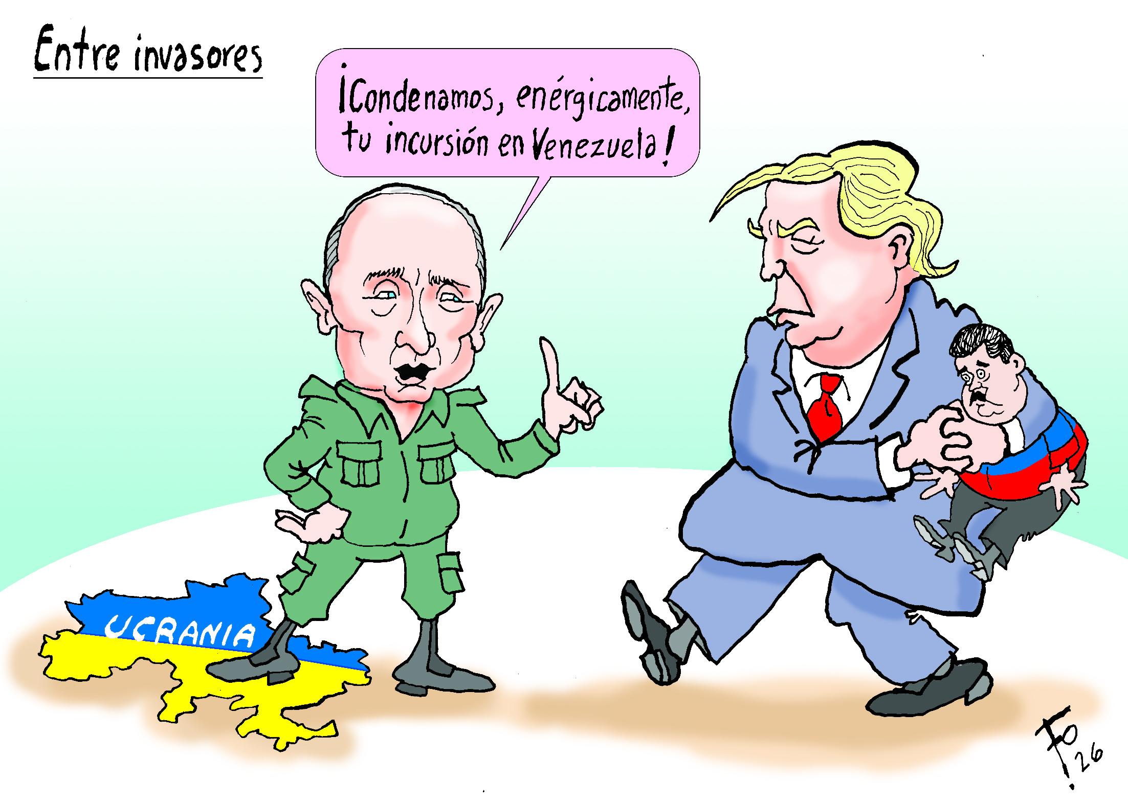 Personajes: Vladimir Putin y Donald Trump.