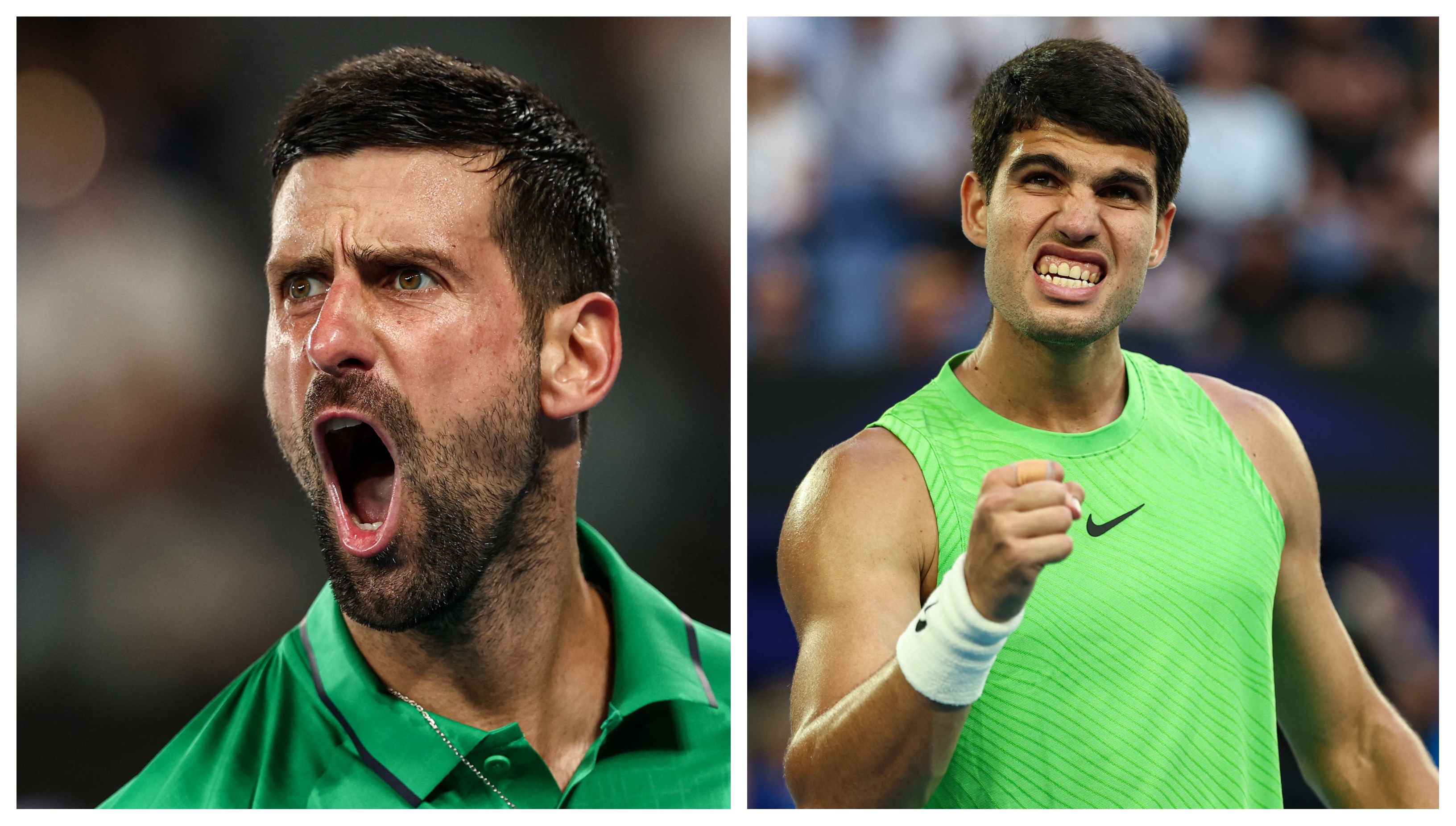 Djokovic y Alcaraz se medirán este domingo en el Abierto de Australia. (Foto Prensa Libre: AFP).