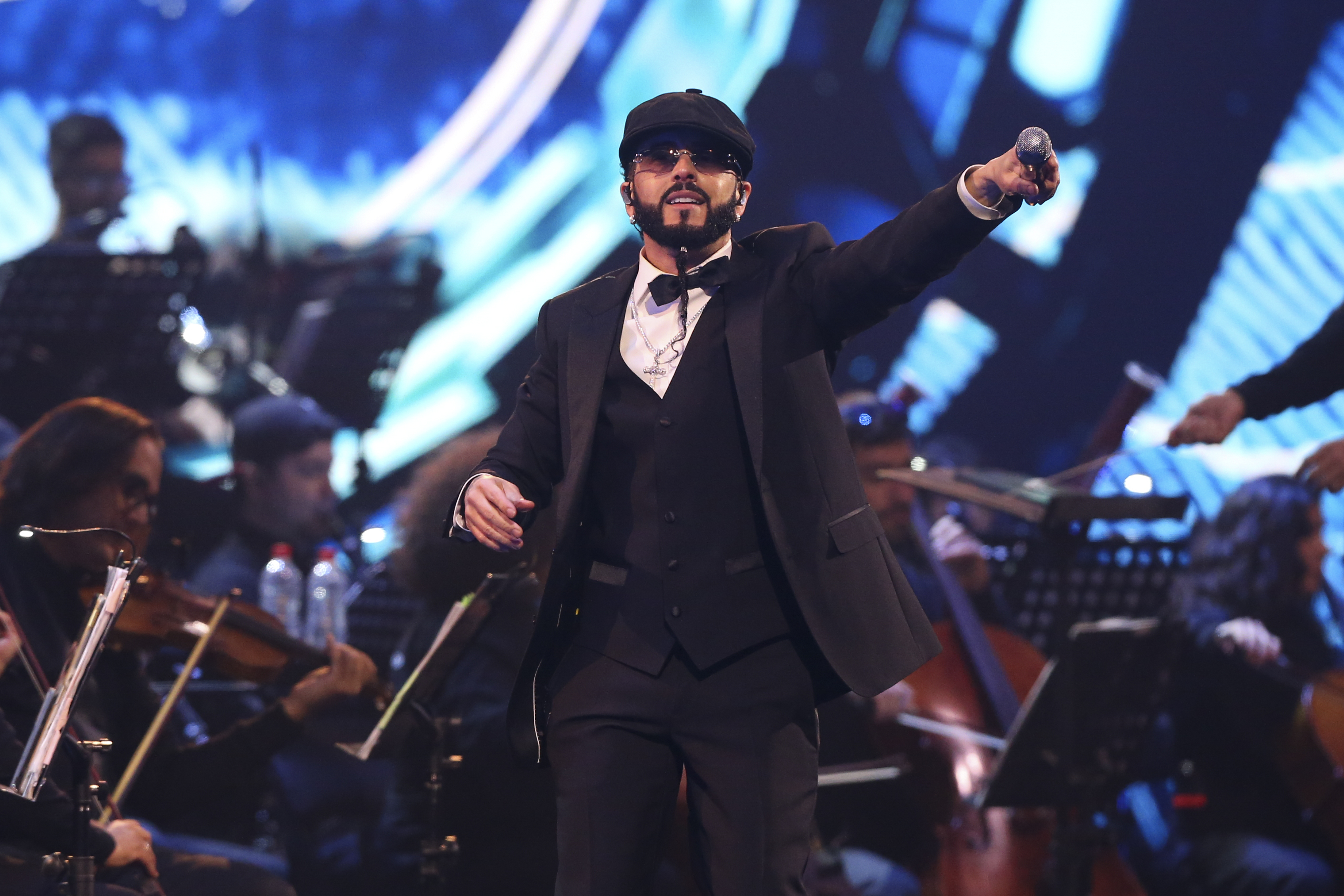 VIÑA DEL MAR (CHILE), 26/02/2026. El cantante puertorriqueño Yandel se presenta este jueves en el Festival Internacional de la Canción de Viña del Mar en Viña del Mar (Chile). EFE/ Adriana Thomasa