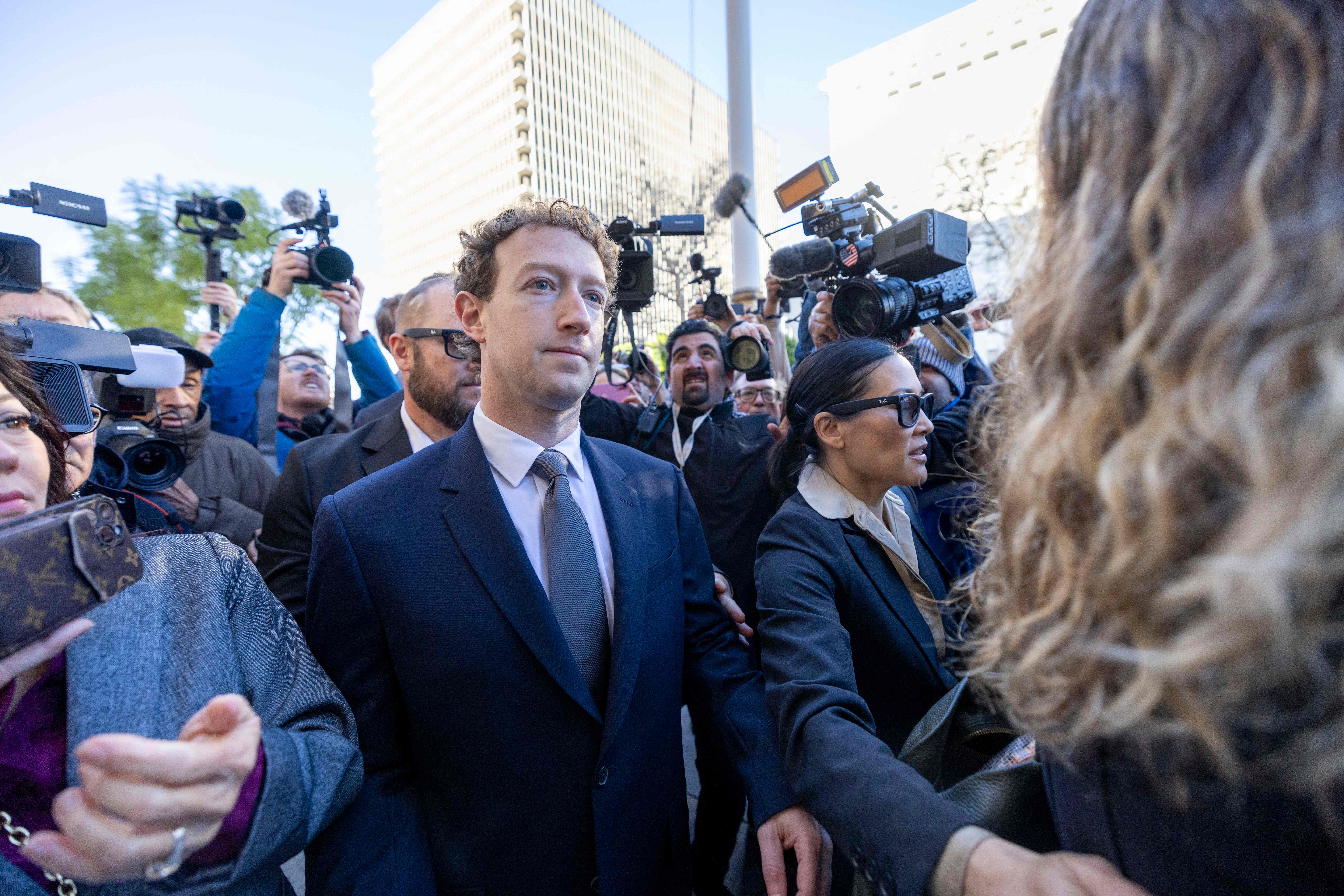 LOS ANGELES, CALIFORNIA - FEBRUARY 18: Meta CEO Mark Zuckerberg arrives to the Los Angeles Superior Court at United States Court House on February 18, 2026 in Los Angeles, California. A 20-year-old California woman sued Meta and YouTube accusing them of building addictive platforms causing harm to children.   Jill Connelly/Getty Images/AFP (Photo by Jill Connelly / GETTY IMAGES NORTH AMERICA / Getty Images via AFP)