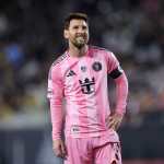 LOS ANGELES, CALIFORNIA - FEBRUARY 21: Lionel Messi #10 of Inter Miami CF reacts during the MLS match between Los Angeles Football Club and Inter Miami CF at Los Angeles Memorial Coliseum on February 21, 2026 in Los Angeles, California. Ryan Sirius Sun/Getty Images/AFP (Photo by Ryan Sirius Sun / GETTY IMAGES NORTH AMERICA / Getty Images via AFP)