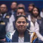(FILES) Guatemala's Attorney General, Consuelo Porras, attends a press conference at the Public Prosecutor's Office building in Guatemala City on May 7, 2024. Experts appointed by the United Nations called for an investigation into Guatemala's Attorney General Maria Consuelo Porras on February 16, 2026, for her alleged involvement in illegal international adoptions of indigenous children in the 1980s. (Photo by Edwin BERCIAN / AFP)