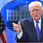 Presidente de Estados Unidos, Donald Trump, en conferencia sobre aranceles y la suspensión de la Corte Suprema