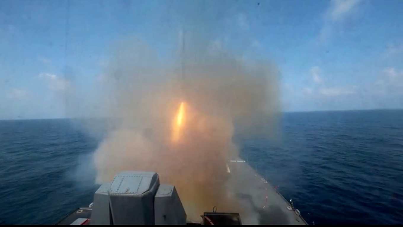 In this screen grab obtained on February 28, 2026 from video released by the US Central Command on their X account @CENTCOM shows the Arleigh Burke class guided-missile-destroyer, USS Spruance (DDG 111), firing Tomahawk Land Attack Missiles in support of Operation Epic Fury, from an undisclosed location on February 28, 2026. The United States and Israel launched a wave of strikes against targets in Iran on February 28, sparking swift retaliation by the Islamic republic which responded with missile attacks across the region. (Photo by US Central Command (CENTCOM) / AFP) / RESTRICTED TO EDITORIAL USE - MANDATORY CREDIT "U.S. CENTCOM - Hand-Out" - NO MARKETING NO ADVERTISING CAMPAIGNS - DISTRIBUTED AS A SERVICE TO CLIENTS