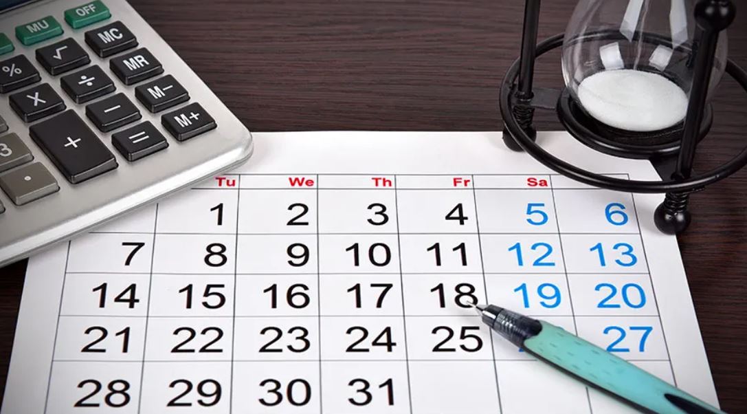 Calendario foto con los días de un mes