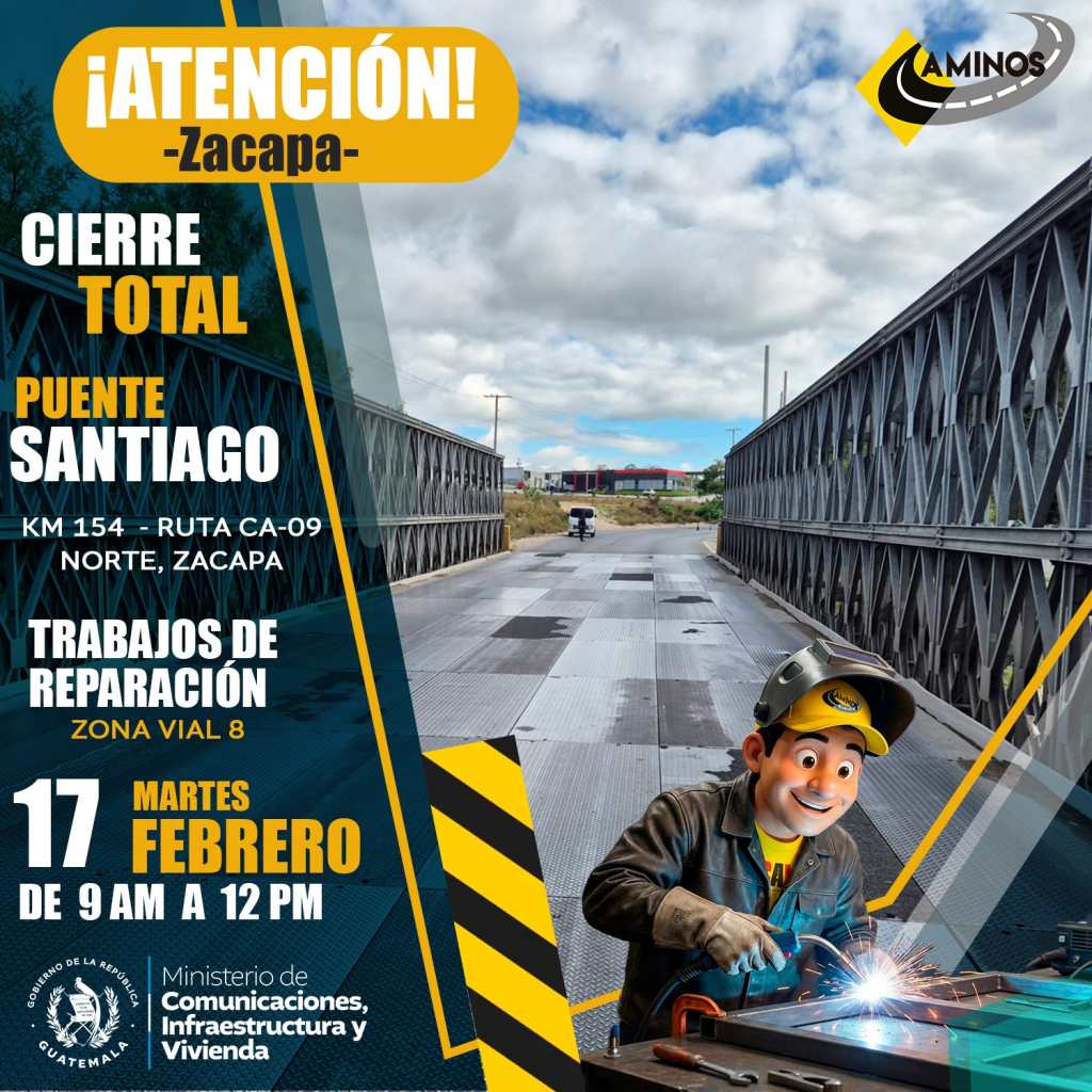 Caminos cierre km 154 ruta al Atlántico puente Santiago Zacapa