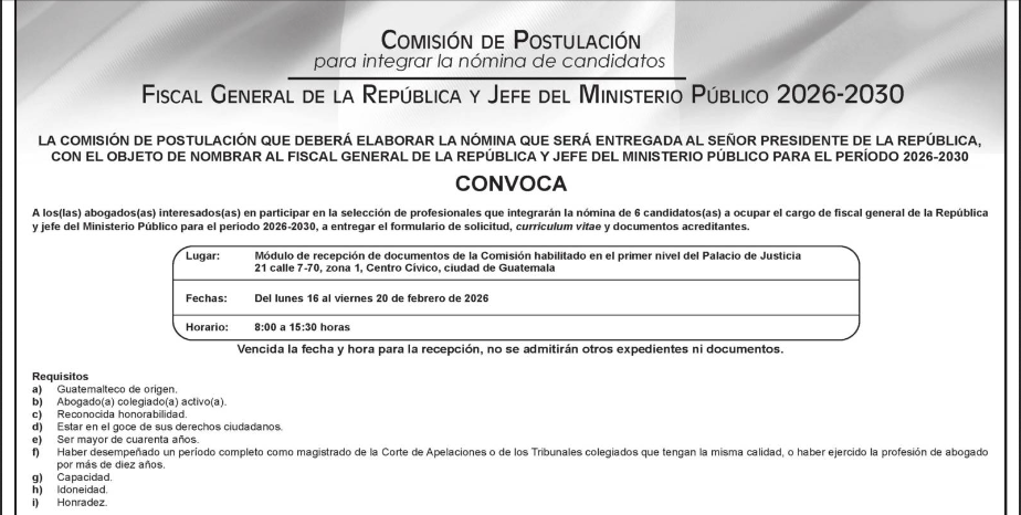 Convocatoria Postuladora MP