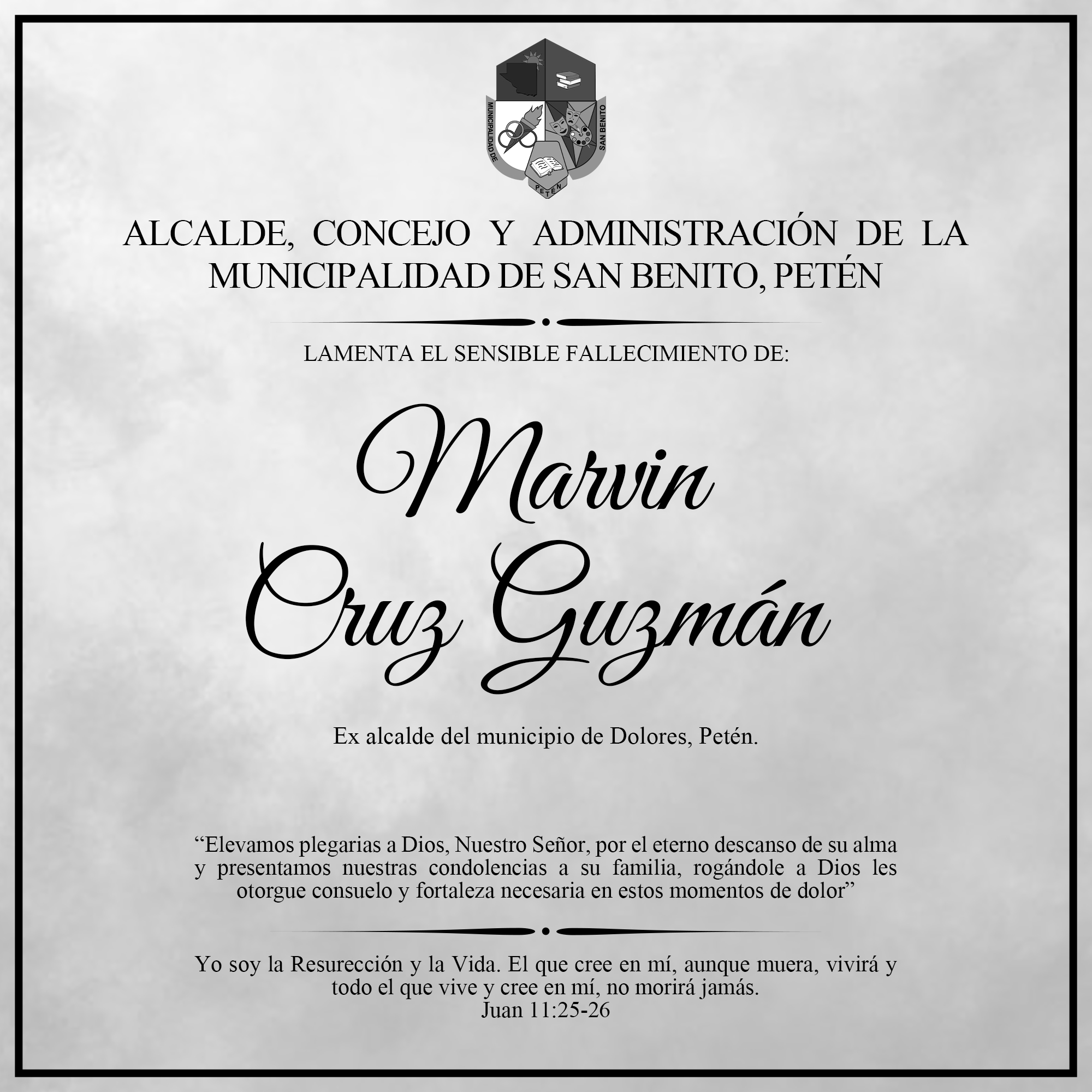 Fallecimiento exalcalde Marvin Cruz Guzman Dolores Peten