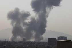 A plume of smoke rises following a reported explosion in Tehran on February 28, 2026. Two loud blasts were heard in Tehran on February 28 morning by AFP journalists, and two plumes of thick smoke were seen over the centre and east of the Iranian capital. Israel's defence ministry announced it had launched a "preemptive strike" on Iran as sirens sounded in Jerusalem and people across the country received phone alerts about an "extremely serious" threat. (Photo by ATTA KENARE / AFP)