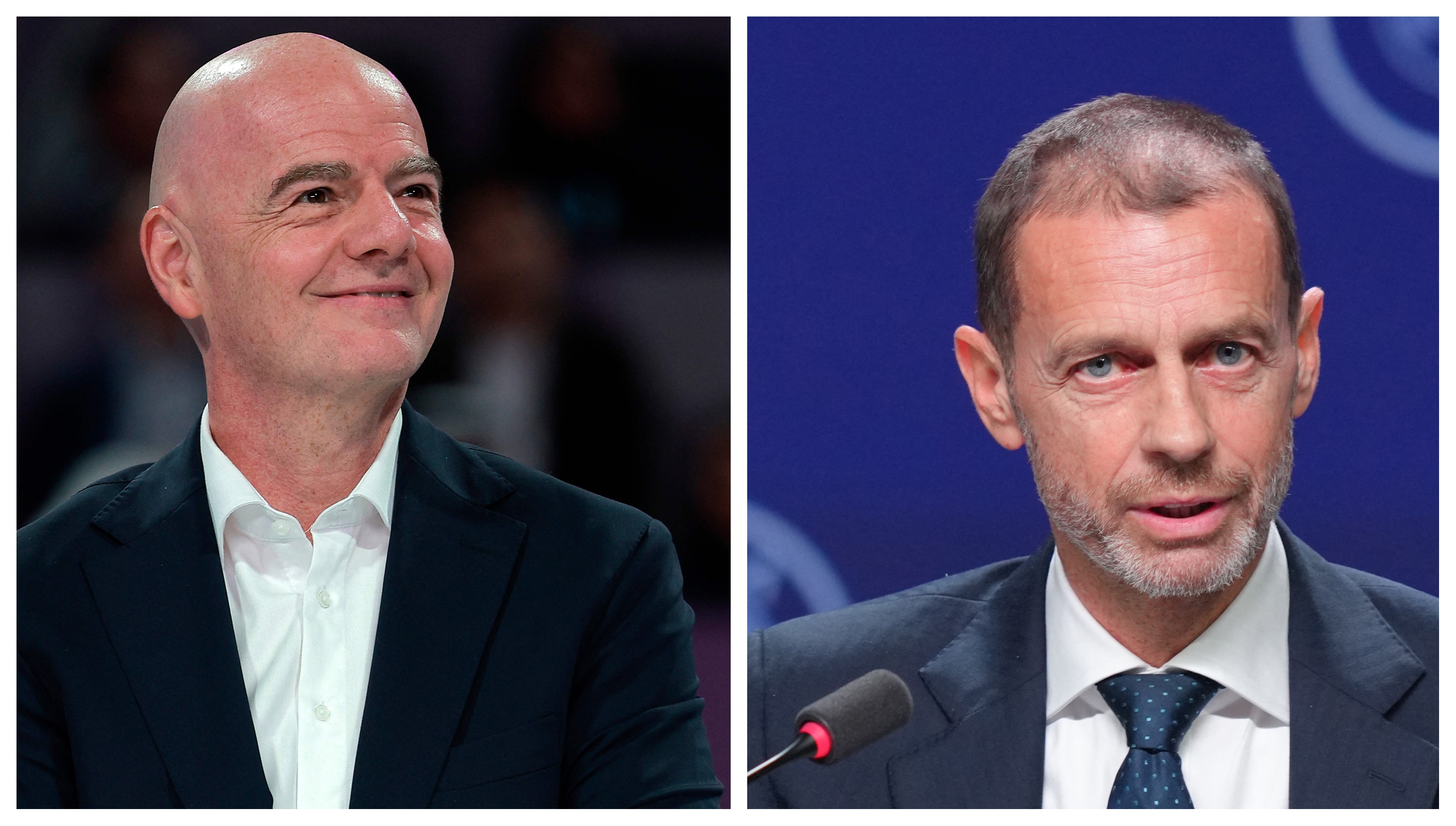 Varias organizaciones han denunciado ante la Corte Penal Internacional (CPI) a los presidentes de la FIFA y la UEFA, Gianni Infantino y Aleksander Ceferin.(Foto Prensa Libre: AFP).