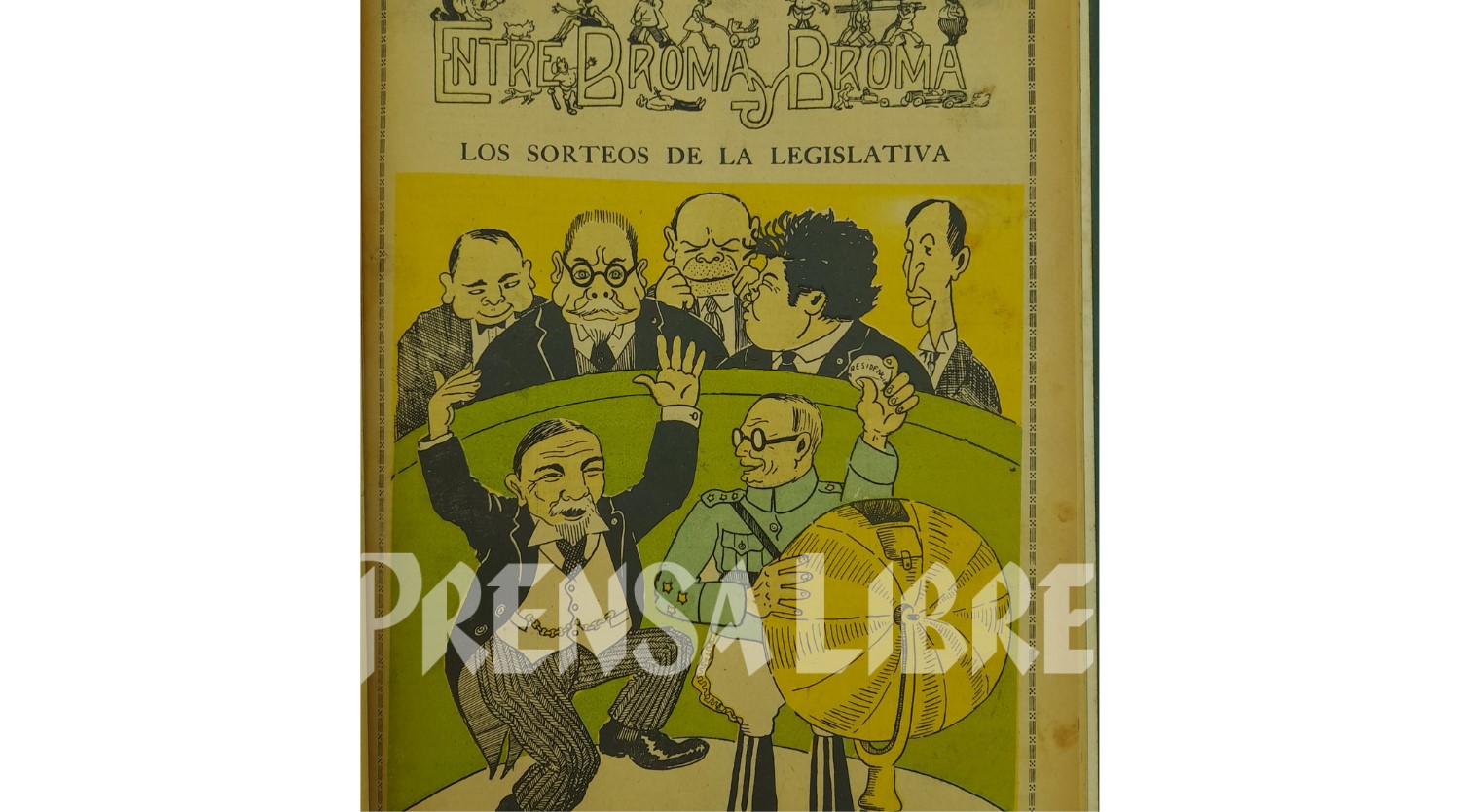 Portada de la edición número 3 de la revista "Entre broma y broma", de 1929, editada e ilustrada por Alfredo Juárez Aranda. (Foto Prensa Libre: Brenda Martínez)