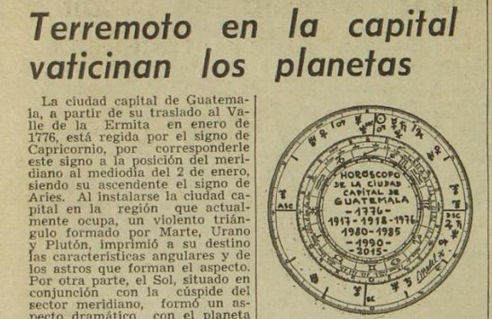 Una imagen de la predicción del terremoto, elaborado por Urbano Madel en 1976.