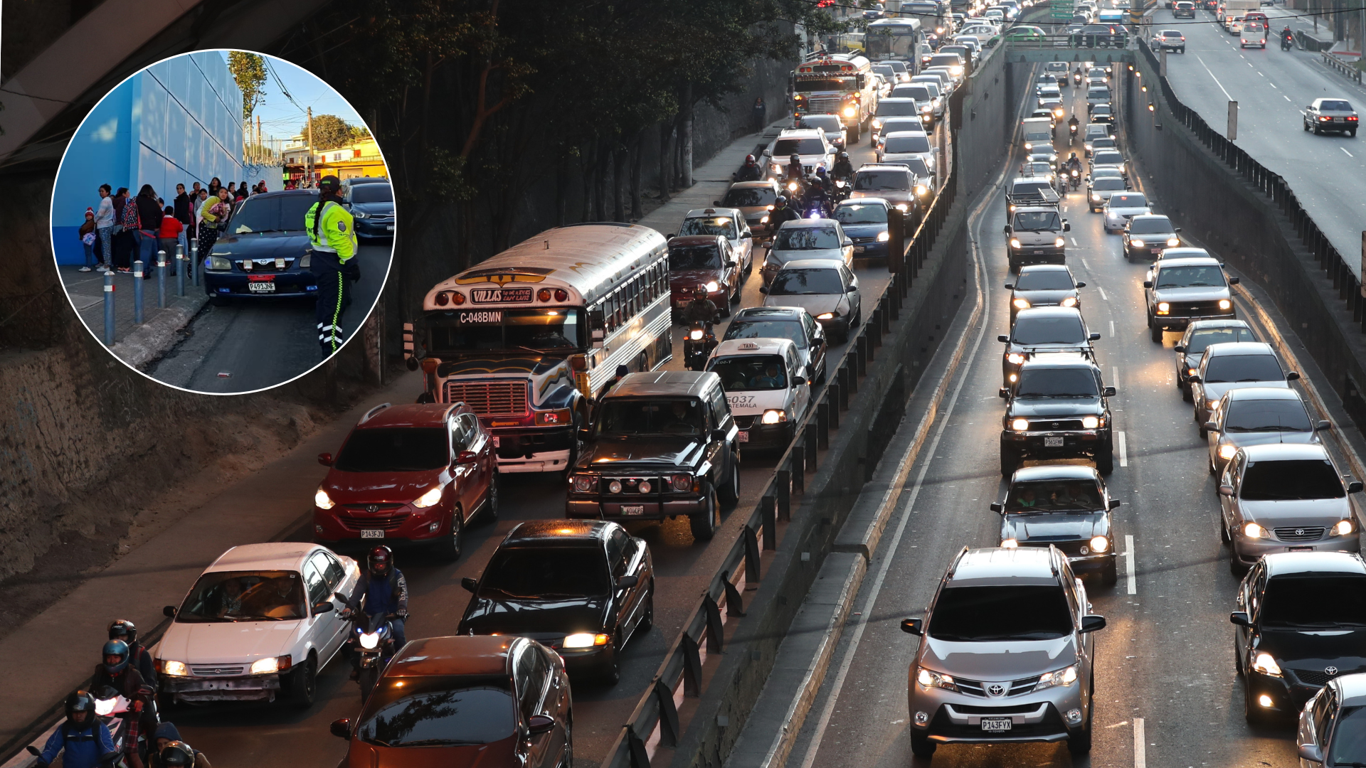 Tránsito lento en la ruta al Atlántico y en Mixco durante el regreso a clases este lunes 2 de febrero del 2026.