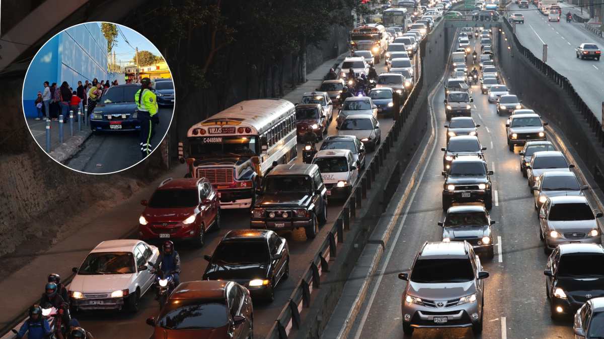 Tránsito lento en la ruta al Atlántico y en Mixco durante el regreso a clases este lunes 2 de febrero del 2026.