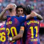 BARCELONA, 15/03/2026.- El defensa portugués del FC Barcelona João Cancelo celebra tras anotar el 5-0 durante el partido de LaLiga entre el Barcelona y el Sevilla disputado en el Camp Nou en Barcelona, este domingo. EFE/ Enric Fontcuberta