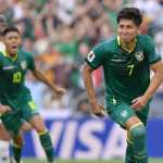AME7965. GUADALUPE (MÉXICO), 26/03/2026.- Miguel Terceros de Bolivia festeja un gol este jueves, en un partido de repechaje para la Copa Mundial 2026 entre Bolivia y Surinam en el estadio BBVA en Guadalupe (México). EFE/ Miguel Sierra
