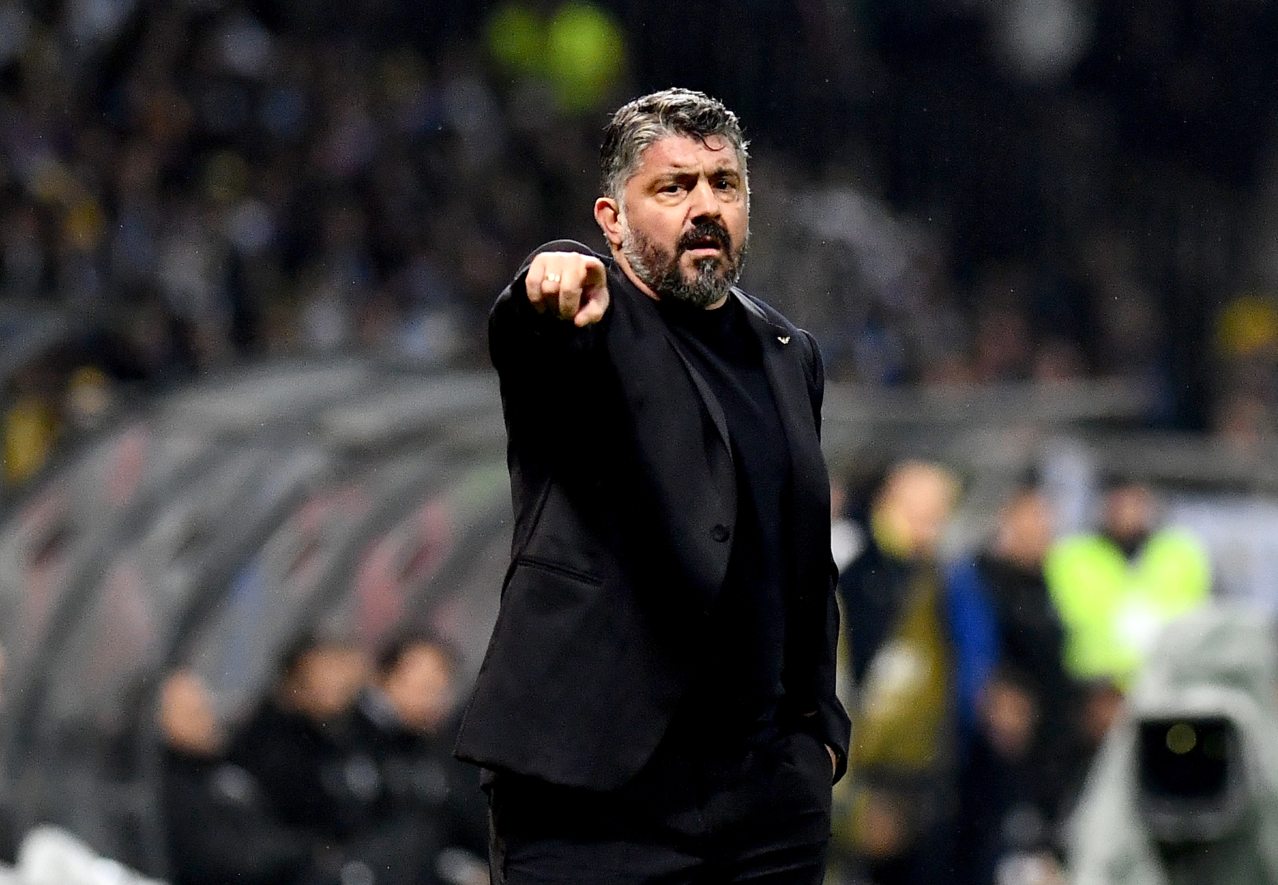 Zenica (Bosnia and Herzegovina), 31/03/2026.- Head coach of Italy Gennaro Gattuso gestures on the touchline during the FIFA World Cup 2026 European playoff match between Bosnia and Herzegovina and Italy in Zenica, Bosnia and Herzegovina, 31 March 2026. (Mundial de Fútbol, Bosnia-Herzegovina, Italia) EFE/EPA/NIDAL SALJIC