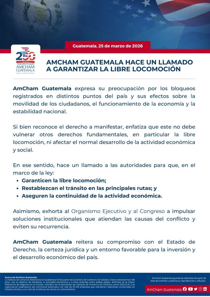Amcham Guatemala bloqueos 25 de marzo