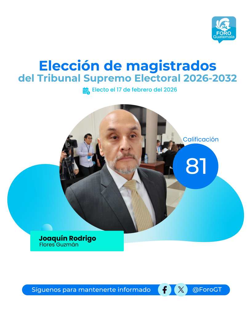 Joaquín Rodrigo Flores Guzmán electo magistrado del TSE 2026
