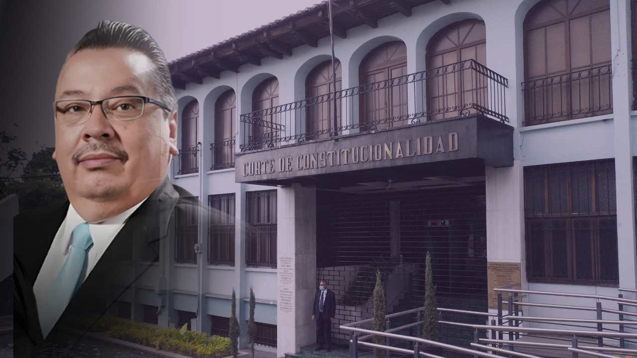 Luis Rosales Marroquín, magistrado suplente de la Corte de Constitucionalidad, en una composición con imágenes del Congreso de la República y la CC.