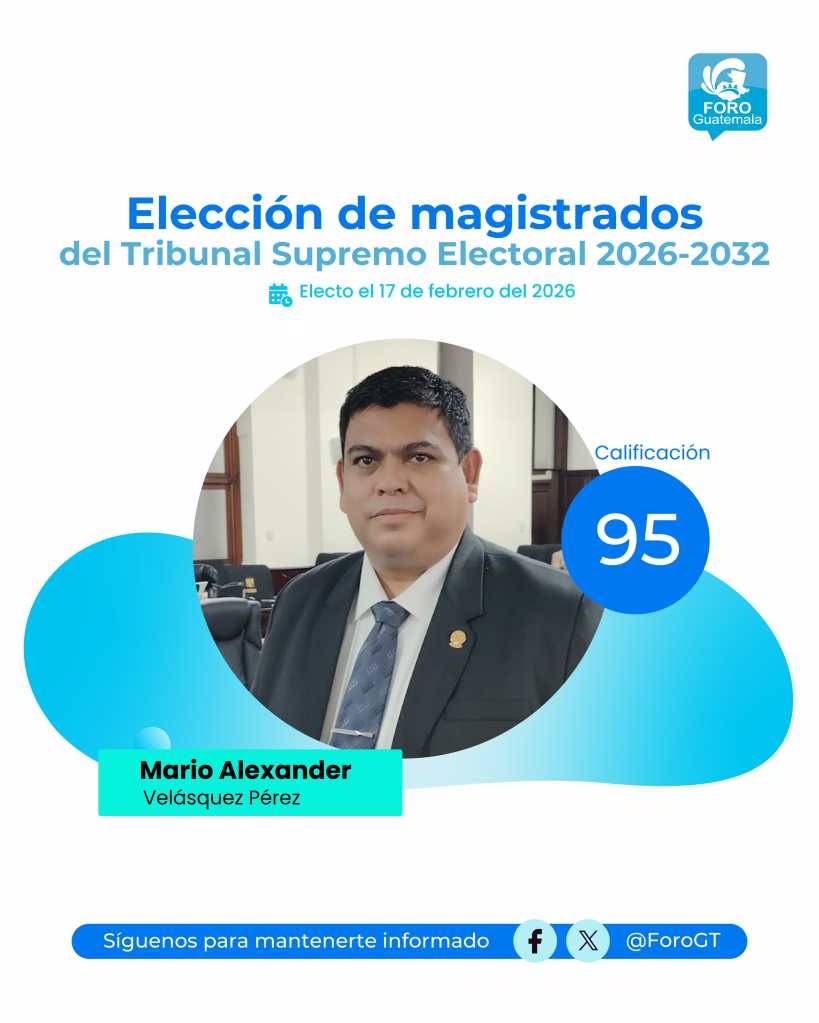 Mario Alexander Velásquez Pérez electo magistrado del TSE 2026