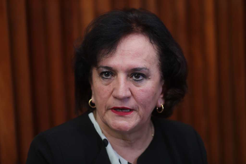 Gladys Anabella Morfín durante una conferencia cuando se desempeñaba como procuradora general de la Nación en Guatemala.