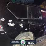 La camioneta en la que viajaban las víctimas queda con varios impactos de bala. (Foto: Asociación Nacional de Bomberos Municipales Departamentales)